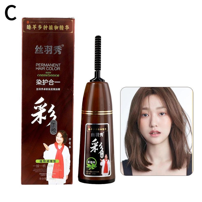 200ml Nanjing Tongrentang Pure Plant Hair Dye, Household Multi-Color Hair Dye with Whitening Cap, Foaming Hair Dye, Hair Coloring Comb, Hair Treatment Cream